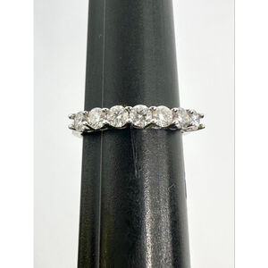 Moissanite Band 7 Stone Anniversary Wedding Ring 18K 925 GRA Round